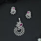 Designer pendant set showcasing a flower silhouette with cascading leaf accents