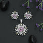 Layered Lily Bloom Pendant Set with Crystal Petal Design
