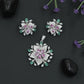 Layered Lily Bloom Pendant Set with Crystal Petal Design