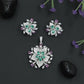 Layered Lily Bloom Pendant Set with Crystal Petal Design