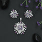 Layered Lily Bloom Pendant Set with Crystal Petal Design
