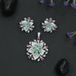 Layered Lily Bloom Pendant Set with Crystal Petal Design
