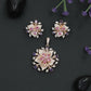 Layered Lily Bloom Pendant Set with Crystal Petal Design