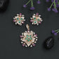 Layered Lily Bloom Pendant Set with Crystal Petal Design