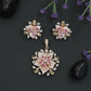 Layered Lily Bloom Pendant Set with Crystal Petal Design