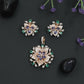 Layered Lily Bloom Pendant Set with Crystal Petal Design