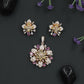 Decorative Bloom Crystal Pendant Set with Stud Earrings