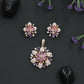 Decorative Bloom Crystal Pendant Set with Stud Earrings