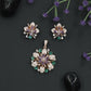 Decorative Bloom Crystal Pendant Set with Stud Earrings