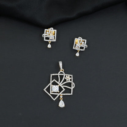 Contemporary square frame pendant set with flowing swirl construction