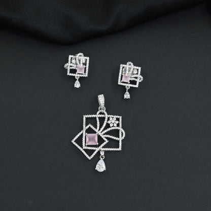 Contemporary square frame pendant set with flowing swirl construction