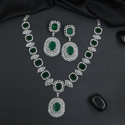 Exquisite bridal statement botanical necklace with repeating cushion-cut motifs