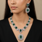 Exquisite bridal statement botanical necklace with repeating cushion-cut motifs