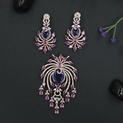 Crystal Pendant Set with Ornamental Arch Composition