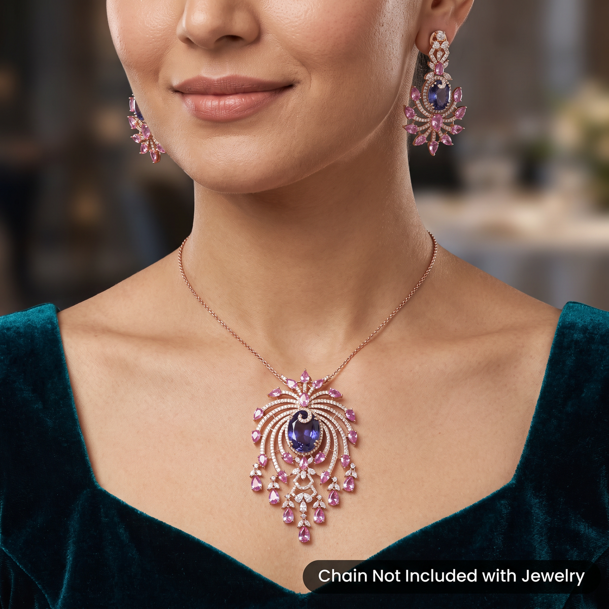 Crystal Pendant Set with Ornamental Arch Composition