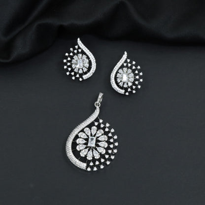 Floral Statement Pendant Set with Sparkle Burst Styling