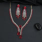 Modern sleek teardrop accent bridal Gj necklace featuring tiered stone settings