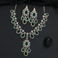 Shimmering fine pave trim festive Gj necklace set featuring matching chandelier earrings
