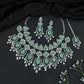 Paisley Inspired Rhodium Necklace Set with Matching Drop Earrings