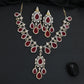 Shimmering fine pave trim festive Gj necklace set featuring matching chandelier earrings