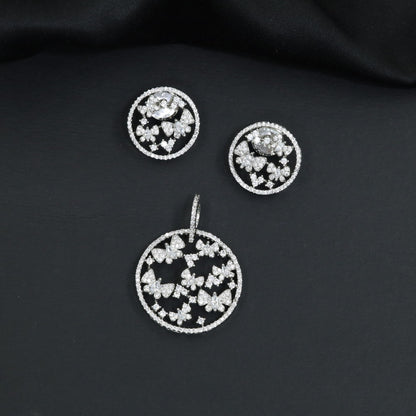 Artistic Butterfly Pendant Set with Framed Garden Pattern
