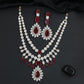 Traditional double row tennis chain bridal Gj necklace featuring a cascading focal drop
