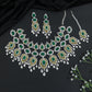 Paisley Inspired Rhodium Necklace Set with Matching Drop Earrings