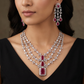 Traditional detailed multi-layer Gj necklace set with matching long hanging earrings