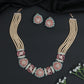 Decorative Floral Rose Gold Beads Necklace Set with Matching Studs