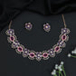 Blossom Cluster Crystal Rose Gold Necklace Set with Decorative Halos