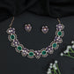 Blossom Cluster Crystal Rose Gold Necklace Set with Decorative Halos