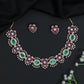 Blossom Cluster Crystal Rose Gold Necklace Set with Decorative Halos
