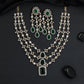 Traditional detailed multi-layer Gj necklace set with matching long hanging earrings