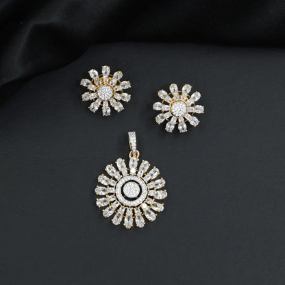 Classic pendant set with floral motif composition