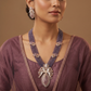 Garden Inspired Rhodium Beads Necklace Set with Ornamental Pendant