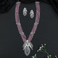 Garden Inspired Rhodium Beads Necklace Set with Ornamental Pendant