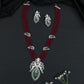 Garden Inspired Rhodium Beads Necklace Set with Ornamental Pendant