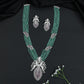 Garden Inspired Rhodium Beads Necklace Set with Ornamental Pendant