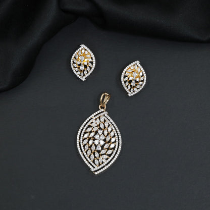 Beautiful stone studded medallion pendant set with marquise vine lattice