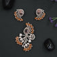 Ornamental Paisley Rose Gold Pendant Set with Radiating Design