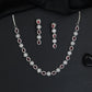 Radiant textured cluster rhodium necklace with dramatic long drop studs