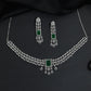Shimmering uniform detailed mesh rhodium necklace with a central focal drop