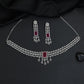 Shimmering uniform detailed mesh rhodium necklace with a central focal drop