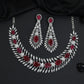 Traditional cascading marquise leaf rhodium necklace set with starburst clusters