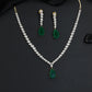 Classic delicate teardrop pendant rhodium necklace with a slim geometric chain