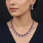 Grand Occasion rhodium necklace set with botanical collar formation