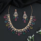 Pearl Fringe Crystal Rose Gold Necklace Set with Teardrop Accents