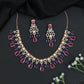 Pearl Fringe Crystal Rose Gold Necklace Set with Teardrop Accents