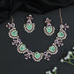 Paisley Bloom Rhodium Necklace Set with Floral Motifs