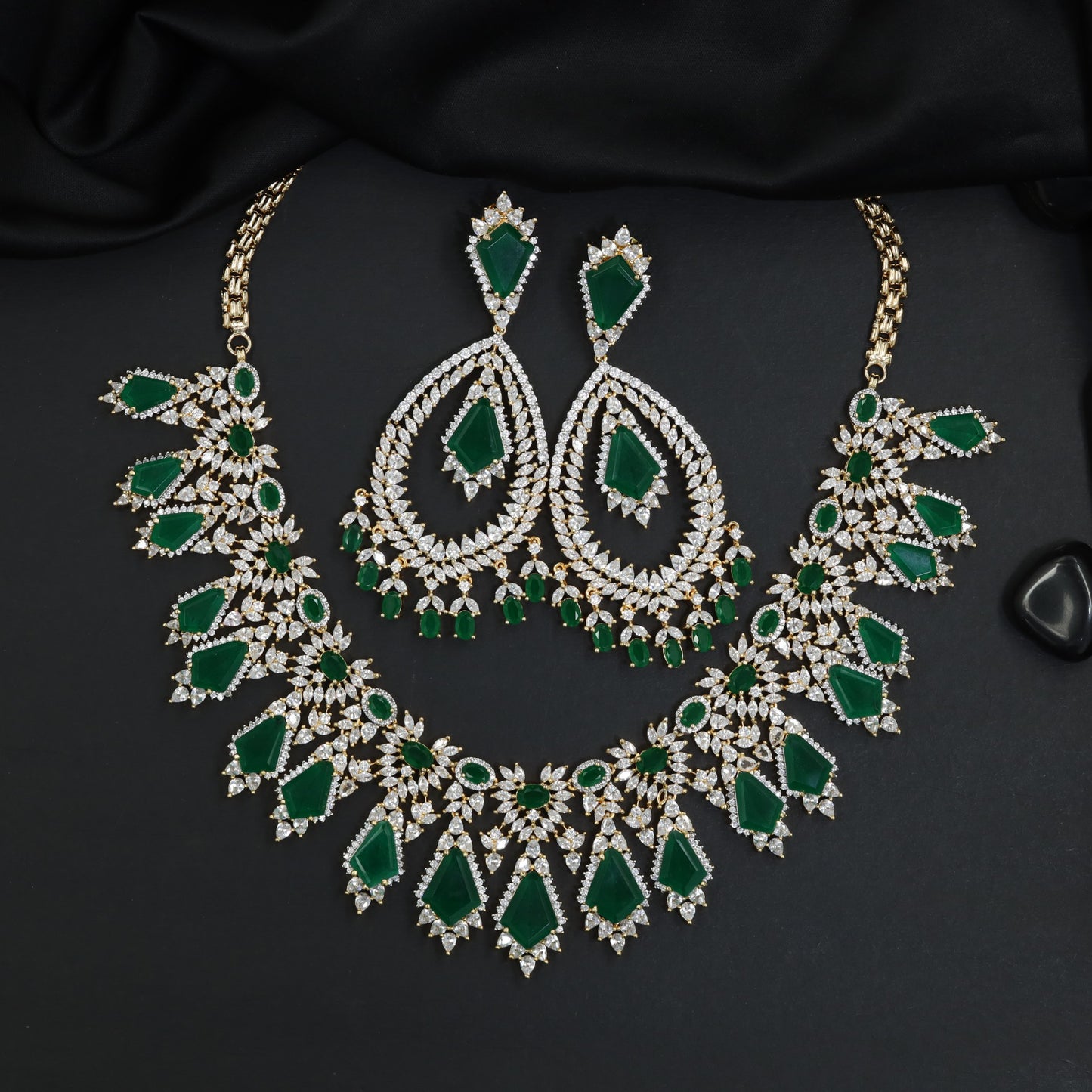 Signature atelier GJ necklace set with leaf-inspired station arrangement